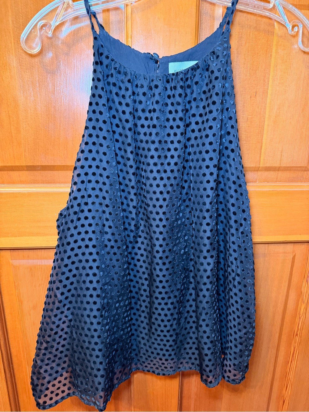 Evereve’s Black Polka Dot tank with black lining